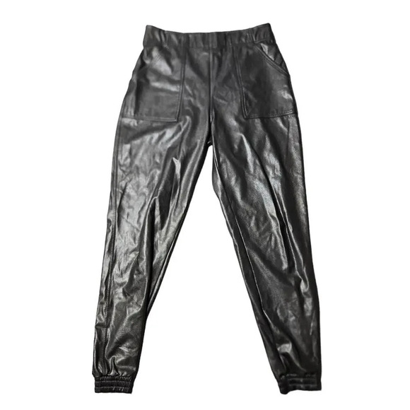 Spanx Black Faux Leather Jogger Pants - Picture 2 of 7